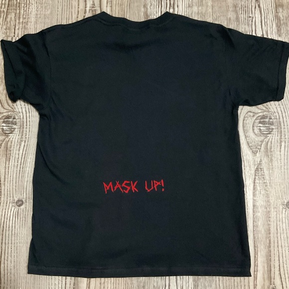 Stay Safe… Mask Up! Jason🔪Freddy🏒LeatherFace🪚 Horror Squad Youth Tee Small - Picture 2 of 4